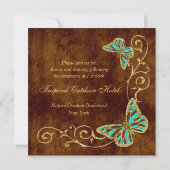 茶色 水色 ゴールドの国 レセプション 結婚式 招待状 (裏面)