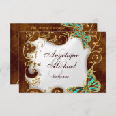 茶色 水色 ゴールド 国 レスポンス 結婚式 (正面/裏面)