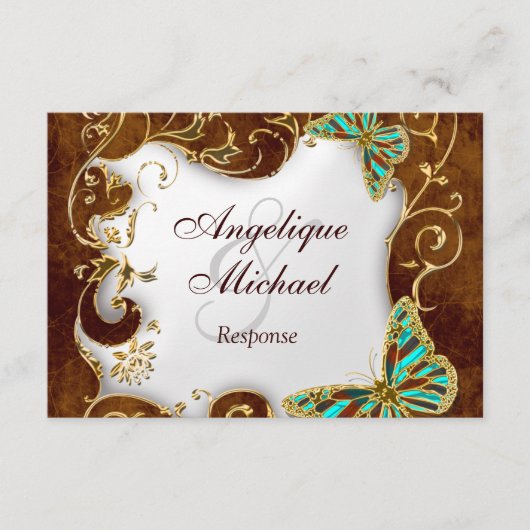 茶色 水色 ゴールド 国 レスポンス 結婚式 (正面)