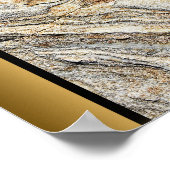 茶色 灰色 大理石 / 黒 金枠 アート ポスター (角)