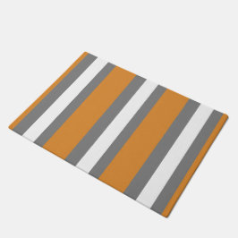 茶色、灰色、白色のストライプ ドアマット