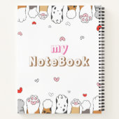 茶色 灰色 白色 かわいい猫の肉球 8.5" x 11" ノートブック (裏面)