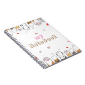 茶色 灰色 白色 かわいい猫の足跡 (80ページ モノクロ) ノートブック (右側)