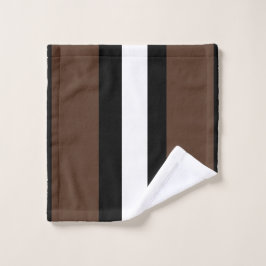 茶色、白黒ストライプ色 ウォッシュタオル
