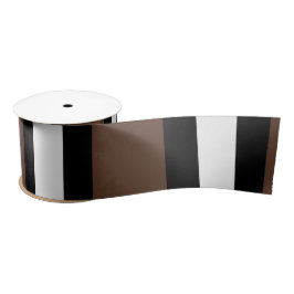 茶色、白黒ストライプ色 サテンリボン