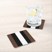 茶色、白黒ストライプ色 スクエアペーパーコースター (インサイチュ)