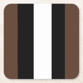 茶色、白黒ストライプ色 スクエアペーパーコースター (正面)