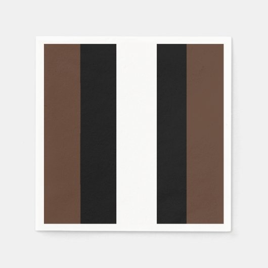 茶色、白黒ストライプ色 スタンダードカクテルナプキン (正面)