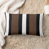 茶色、白黒ストライプ色 ランバークッション (ブランケット)