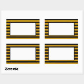 茶色、白黒ストライプ色 長方形シール (シート)