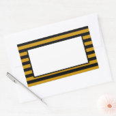 茶色、白黒ストライプ色 長方形シール (封筒)