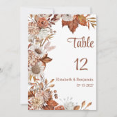 茶色 白 オレンジ 秋 花 農村風 テーブルナンバー (正面)