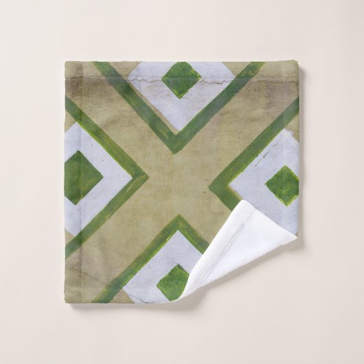 茶色、白、緑色のテキスタイルのクローズアップ写真 ウォッシュタオル (ウォッシュタオル)