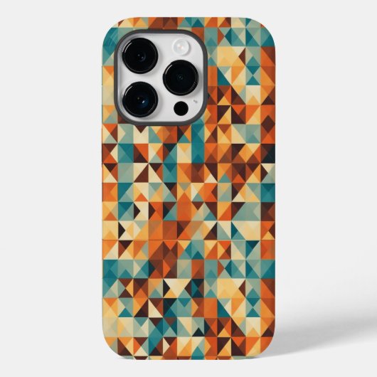 茶色、白、青の幾何学デザイン Case-Mate iPhoneケース (裏面)