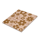 茶色 秋 レトロ Y2K ヒッピーフラワーパターン タイル (側面)