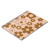 茶色 秋 レトロ Y2K ヒピー フラワーパターン ノートブック (左側)