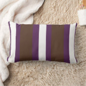 茶色、紫、白ストライプ色 ランバークッション (ブランケット)