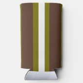 茶色、緑、白ストライプ色 スリム缶クーラー (裏面)