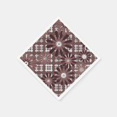 茶色、花柄 スタンダードカクテルナプキン (角)