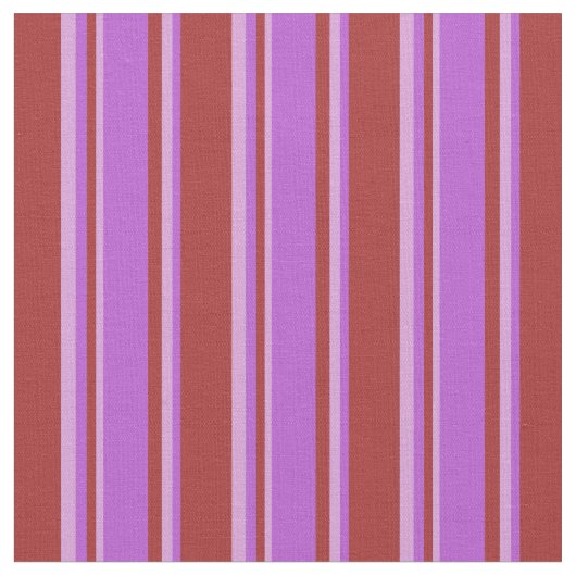 茶色、蘭、梅の線パターン ファブリック (クローズアップ)