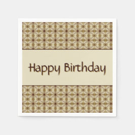 茶色(金ゴールド) パターン（の模様が）ある スタンダードカクテルナプキン