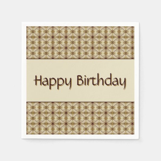 茶色(金ゴールド) パターン（の模様が）ある スタンダードカクテルナプキン (正面)