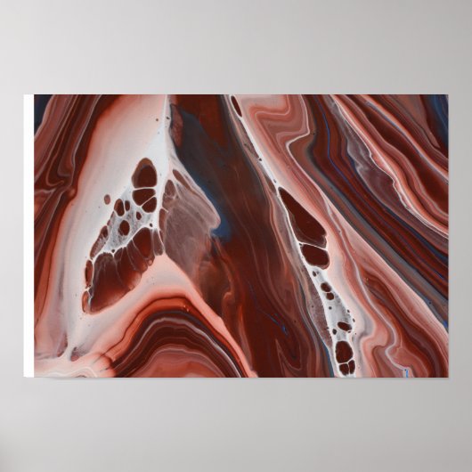茶色 青い液体 アート 石ジオード瑪瑙 絵画 ポスター (正面)