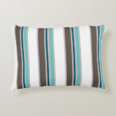 茶色、青、ティール(緑がかった色)の装ストライプの飾アクセント アクセントクッション (正面)