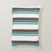 茶色、青、ティール(緑がかった色)の装ストライプの飾アクセント アクセントクッション (裏面(縦))