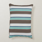 茶色、青、ティール（緑がかった色）ストライプの装飾のアクセントPI アクセントクッション (裏面(縦))