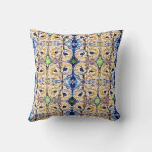 茶色、青、緑のフクロウの抽象芸術 クッション (裏面)