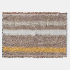 茶色、黄色、白い緑豊かなストライプ スローブランケット