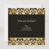 茶色   黒   ダマスク   羊皮紙   の   白   モノグラム 招待状 (裏面)