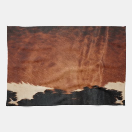 茶色 黒 南西部の偽の牛革 キッチンタオル (横)