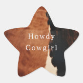 茶色 黒 南西部の偽の牛革 星シール (正面)