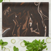 茶色、黒、灰色の渦巻き キッチンタオル (折り畳み)