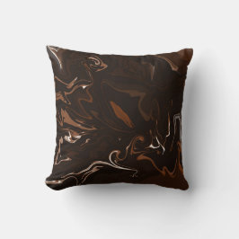 茶色、黒、灰色の渦巻き クッション