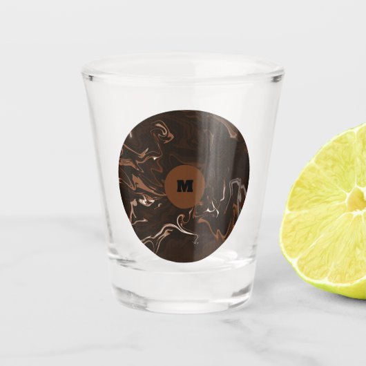 茶色、黒、灰色の渦巻き ショットグラス (正面)