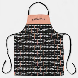 茶色、黒、白のアフリカ美術パターン エプロン