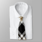茶色、黒、白のタータンチェック格子模様 ネクタイ (タイ)
