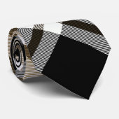 茶色、黒、白のタータンチェック格子模様 ネクタイ (ロール)