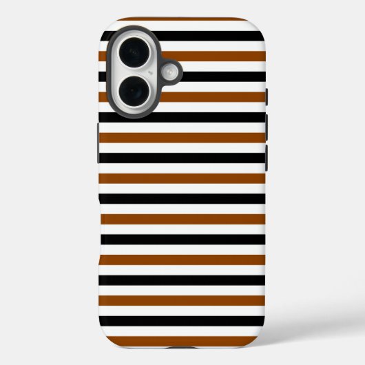 茶色 黒 白 の ストライプ デザイン Case-Mate iPhoneケース (裏面)