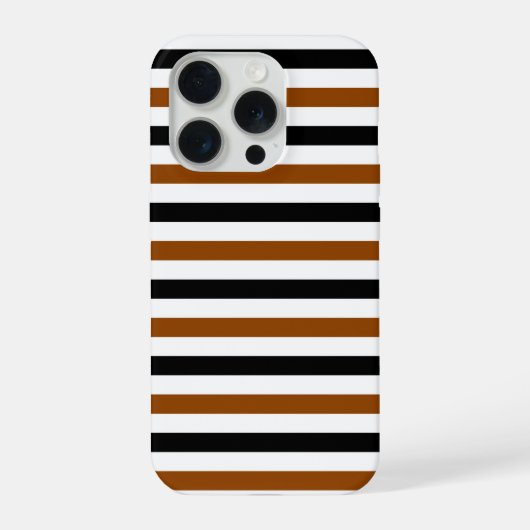 茶色 黒 白 の ストライプ デザイン iPhoneケース (裏面)