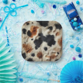 茶色 黒 白 牛革プリント カントリー ウェスタン ペーパープレート (パーティー)