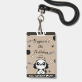 茶色 黒 魚の骨 パピー 犬 誕生日 VIPパス バッジ (正面（ネックストラップ付）)