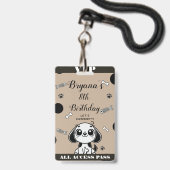 茶色 黒 魚の骨 パピー 犬 誕生日 VIPパス バッジ (裏面（ネックストラップ付）)