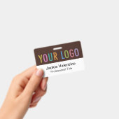 茶色PVC名バッジ横ロゴ作業IDラベル バッジ (手持ち)