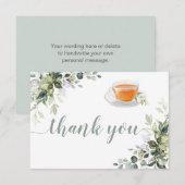 茶葉のグリーン フラット ありがとうカード サンキューカード (正面/裏面)