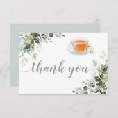 茶葉のグリーン フラット サンクス カード (正面/裏面)