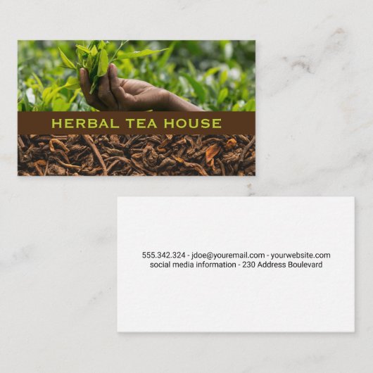 茶葉の摘み取りと乾燥茶業用カード 名刺 (正面/裏面)